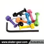 SKATERGEAR Skateboard bolts&nuts 1 inch Allen Head with multi colors